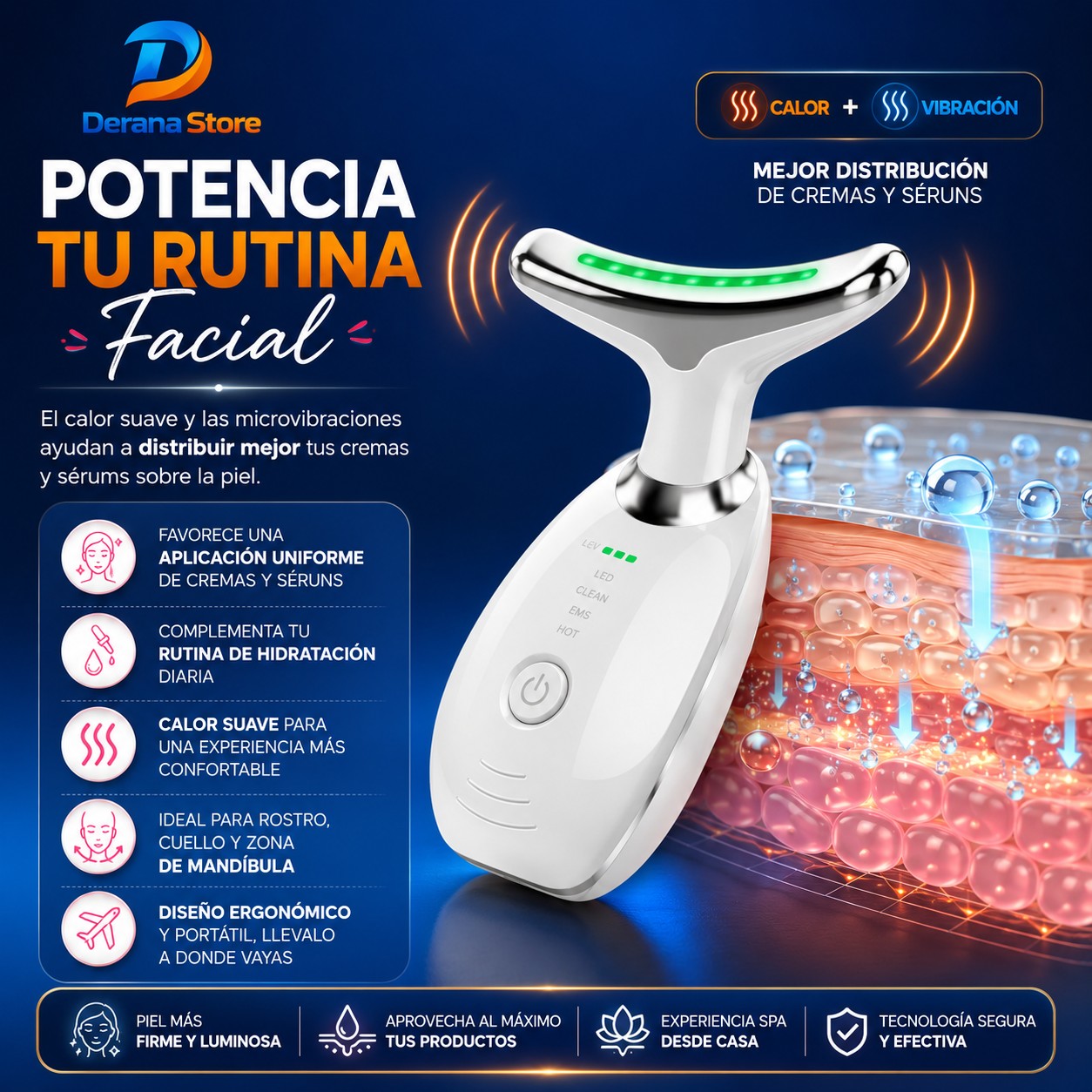 Masajeador EMS Facial Reafirmante con Calor - Image 2